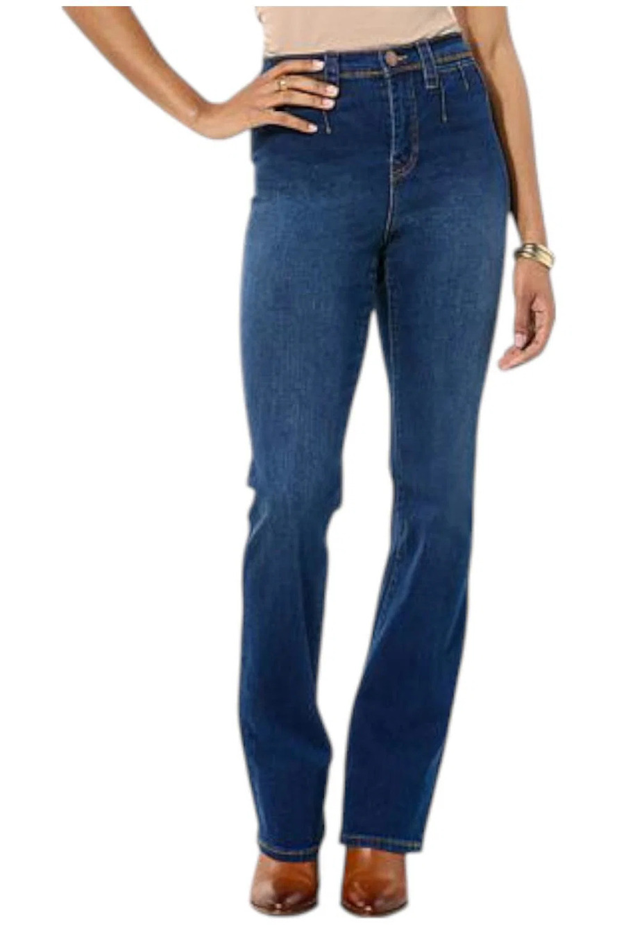 DG2 by Diane Gilman Women's New Pintuck Pocket Bootcut Jean Indigo - Regular